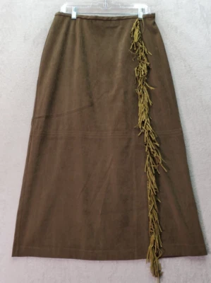 Falda midi envolvente Norton McNaughton para mujer talla 12 oliva elástica flecos cremallera trasera Foto 1 de 4