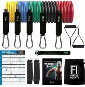 Fitness Insanity Resistance Bands Unbreakable Set 5 Piece Exercise Bands NEW - Picture 1 of 12