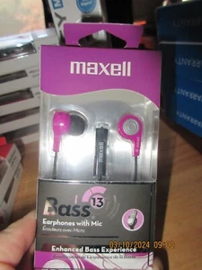 Maxell Bass 13 Earbuds with Mic Purple Enhanced Bass Experience, Extra Ear Tips  - Picture 1 of 1