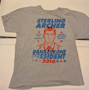 Sterling Archer Dangerzone President 2016 Adult T-Shirt Large Gray Lootcrate - Picture 1 of 3