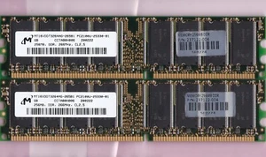512MB 2x256MB PC-2100 DDR-266 MICRON MT16VDDT3264AG-265B1 HP 237122-004 DDR1 Kit - Picture 1 of 2