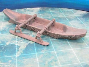 Canoa con Outrigger Barca Nave Scenario Terreno Stampato in 3D Modello 28/32mm - Foto 1 di 7