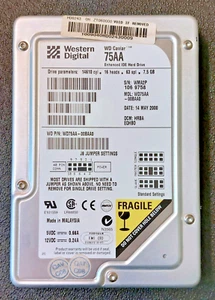 Vintage Western Digital 7.5GB 3.5" IDE 75AA Hard Drive - Afbeelding 1 van 3