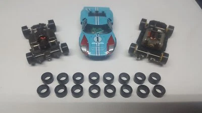 Neumáticos de coche ranura delantera .375 16 Tyco Magnum Mega G+ Life Like silicona negra C1 Foto 1 de 2