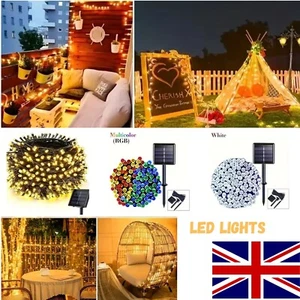 50/100 LED Solar Power Fairy Garden Lights 8 Modes String Outdoor Party Wedding - Picture 1 of 13