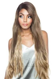 BS294 | BRAUN 40" MENSCH/SYNTHETIK | SCHWARZ GEWELLTE LACE FRONT PERÜCKE | MANE CONCEPT - Bild 1 von 1