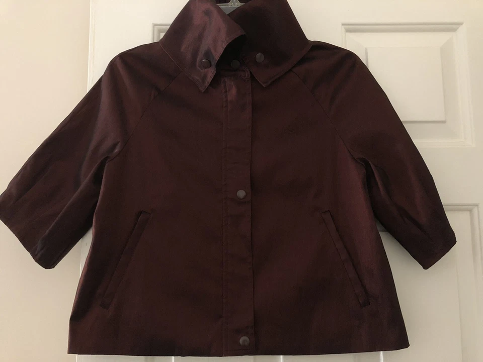 Abrigo Chaqueta SAMUEL DONG Mujer Elegante Marrón Bronce Texturizado Cremallera Completa Talla S Usado en Excelente Condición Foto 1 de 4