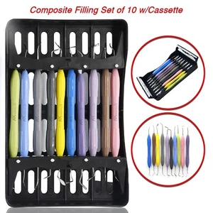 Set Of 10 Dental Composite Filling Instruments Silicone Handle with Cassette - Picture 1 of 13