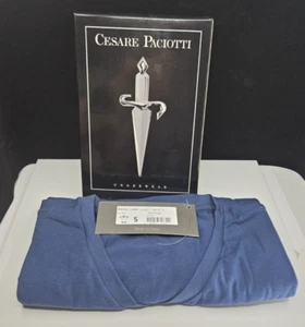 Cesare Paciotti Men's V-Neck Underwear T-Shirt – Classic BLUE , Size 5 – NEW - Picture 1 of 13
