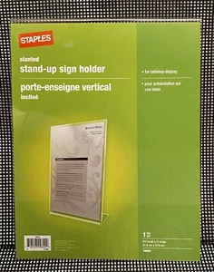 Clear Plastic Sign Holder, Stand-Up, Slanted, 8 1/2 × 11 - Picture 1 of 6