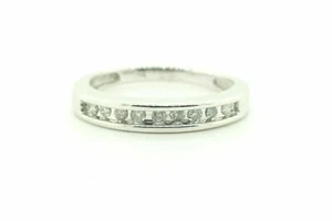 Estate Sale 14k White Gold Diamond Wedding Ring Band 0.09ct Round H SI1 Vintage - Picture 1 of 4