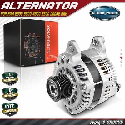 New Alternator for Ram 2500 3500 4500 5500 Dodge Ram 180A 12V CW 8-Groove Clutch - Image 1 of 4