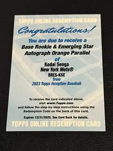 2023 Topps Inception Kodai Senga Auto Orange /50 BRES-KSE Redemption - Imagen 1 de 2