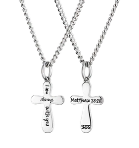 Women Stainless Steel With You Always Cross Necklace - Matthew 28:20 - Picture 1 of 5
