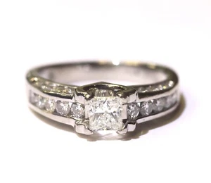 14k white gold 1.75ct princess invisible set diamond engagement ring 10.3g 7.5 - Picture 1 of 7