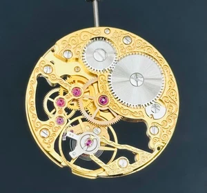 GENUINE ETA UNITAS 6498 MOVEMENT 17 JEWELS SKELETON GOLDEN SWISS MADE STOCK 1653 - Picture 1 of 5