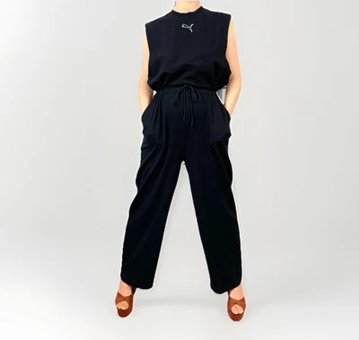 Puma Jumpsuit XL 14 drawstring black playsuit sleeveless women stretch fabric  - image 1 of 4