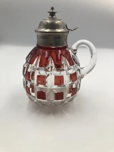 Ruby Stained Late Block Syrup Jug - Picture 1 of 8