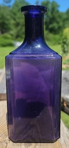 Vintage bestrahlte lila Glasflasche Zemo für Ekzeme EW Rose Co St. Louis Chip - Bild 1 von 7