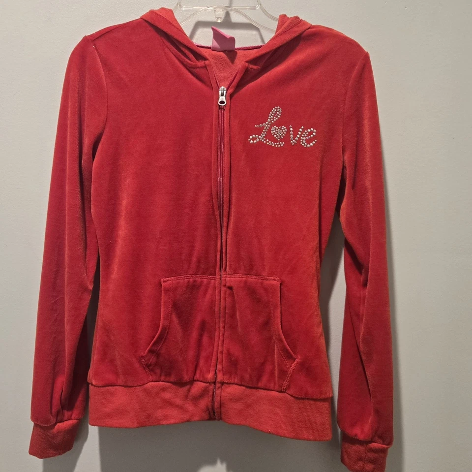 Abrigo Chaqueta Hard Candy Sudadera con Capucha Para Mujer Rojo Mediano Cremallera Completa Logo Love Ropa Activa Foto 1 de 4