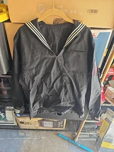 Vintage US NAVY Uniform Top Uomo 44L Equipment Operator 100% Lana Giacca Navale - Foto 1 di 8