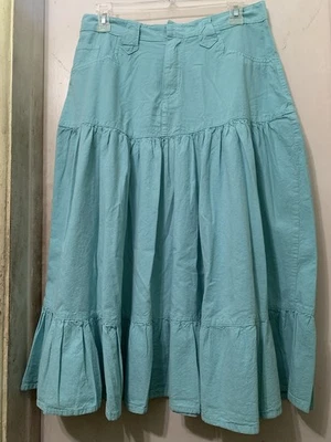 💥Scully Women's Aquamarine Green  100% Peruvian Cotton Layered A-Line Skirt - Image 1 of 4