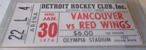 VANCOUVER CANUCKS Vs DETROIT RED WINGS January 30, 1974 Olympia Stadium #1 - Picture 1 of 2