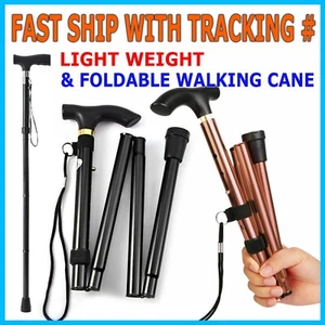 Adjustable Walking Cane Aluminum Walking Stick Folding Collapsible Travel Hiking - Picture 1 of 14