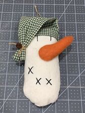 Handmade Primitive Fabric Cute Snowman in Sleep Cap Bowl Filler Ornament Decor  