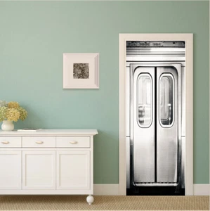 3D Subway Gate Self-adhesive Door Sticker Wallpaper Mural Poster Decal for Home - Picture 1 of 6