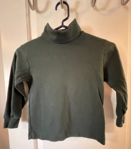 Lands End Unisex Boys Girls Kids Medium 5 6 Dark Green turtleneck shirt - Picture 1 of 6