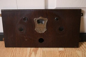 Genuine Atwater Kent 67 original decorative metal face plate bracket. Faux wood - Picture 1 of 5