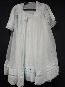 Shadowline Nightgown Robe Set Size Small Light Pastel Blue Floral Lace Vintage - Picture 1 of 8