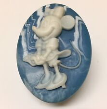 Vintage Minnie Mouse Soapstone Trinket Box Blue White Oval