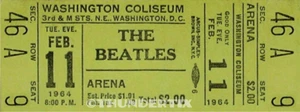 1 BEATLES UNUSED FULL CONCERT TICKET 1964 Washington D C grn laminated reprint - Picture 1 of 1