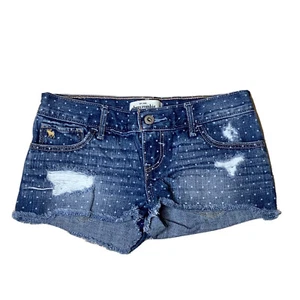 Abercrombie & Fitch Kids Girls DOT Denim Shorts Cutoff Distressed Frayed I Sz 14 - Picture 1 of 10