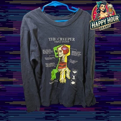 Camiseta Minecraft The Creeper (Creepus Explodus) Niños Jóvenes M (10-12) Azul Marino LS Foto 1 de 3