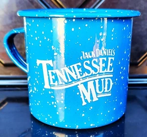 Taza Jack Daniels Tennessee azul barro esmalte moteado con receta (usada en excelente estado) - Imagen 1 de 5