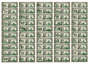 Komplettes Set aller 50 STAATLICHEN $ 1 Schein echtes gesetzliches Zahlungsmittel US Ein-Dollar-Banknoten - Bild 1 von 3