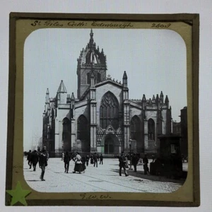 Catedral de St. Giles Edimburgo Escocia Linterna Mágica Tobogán Gente Calle Ocupada - Imagen 1 de 3