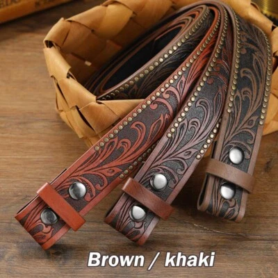 Men's Western Belt Cowboy Rodeo Full Grain Leather Heavy Duty Without Buckle - Image 1 of 4