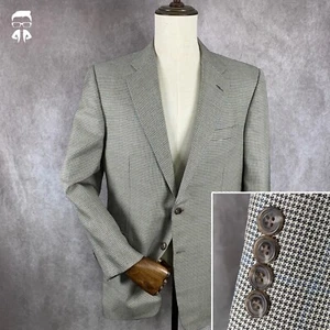 Hickey Freeman Blazer Jacket Men 41R Houndstooth Silk Wool Windowpane Suit - Picture 1 of 16