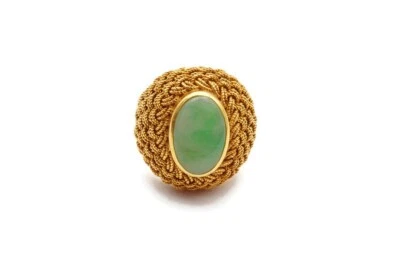 Anillo tejido de jade de oro amarillo de 18k talla 7,5 Foto 1 de 4