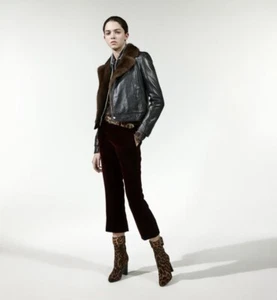 Saint Laurent Velvet Pants Flared Crop 70s Black Mid Rise  29 - Picture 1 of 7