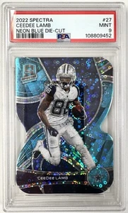 2022 PANINI SPECTRA Prizm #27 CEEDEE LAMB NEON BLUE DIE-CUT PSA 9 MINT 26/50 - Picture 1 of 4