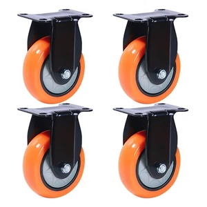 4 Stück 5 Zoll Laufrollen Schwerlast Polyurethan Bockplatte Laufräder - Bild 1 von 8