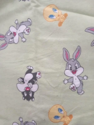 looney tunes babies taz fun fabric green character flannel piece 14 x 12 inch - Image 1 of 2