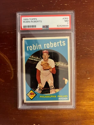 1959 TOPPS BASEBALL ROBIN ROBERTS PHILADELPHIA PHILLIES HOF #380 PSA 7 NM - Image 1 of 2
