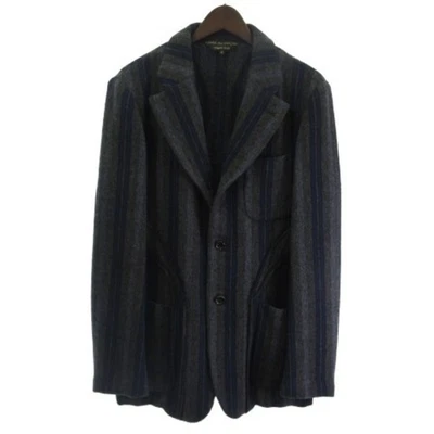 Chaqueta a medida de lana Comme des Garcons HOMME Plus a rayas gris azul M usada 8e199 Foto 1 de 4