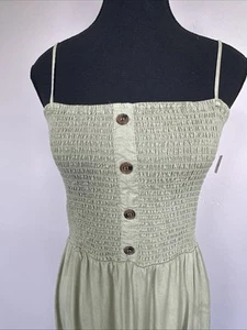 Smocked Maxi Olive Dress - Picture 1 of 5